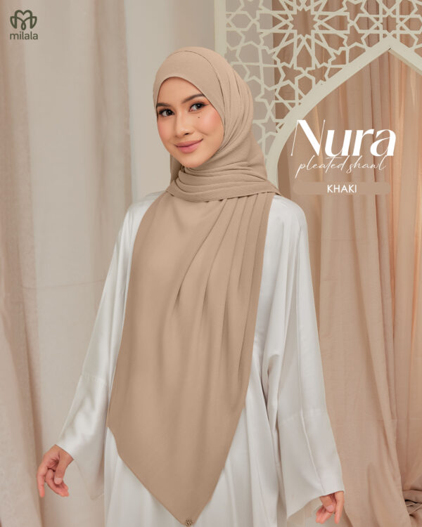 NURA PLEATED SHAWL - KHAKI