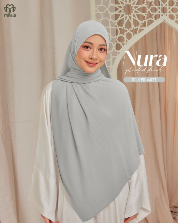 NURA PLEATED SHAWL - SILVER MIST