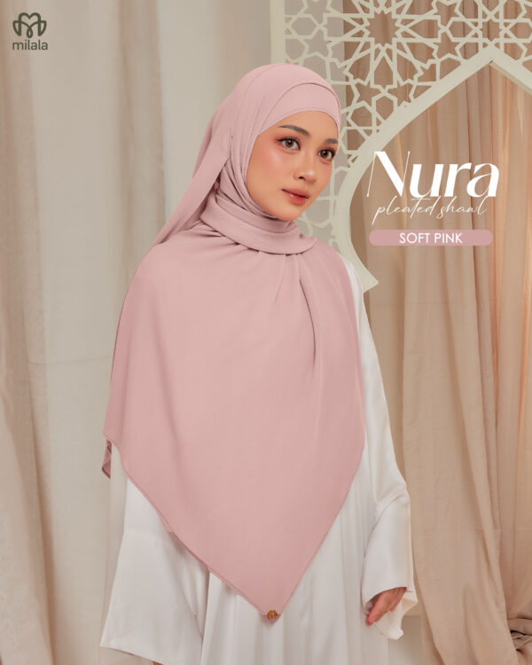 NURA PLEATED SHAWL - SOFT PINK